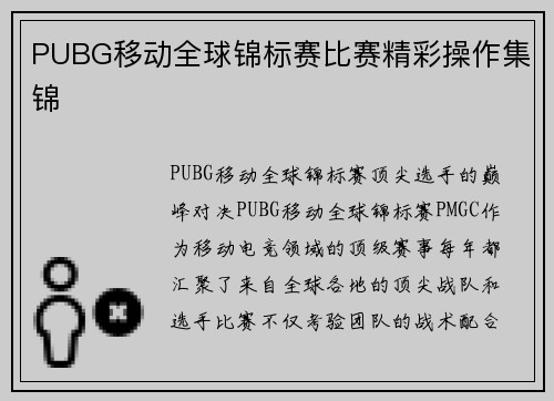 PUBG移动全球锦标赛比赛精彩操作集锦