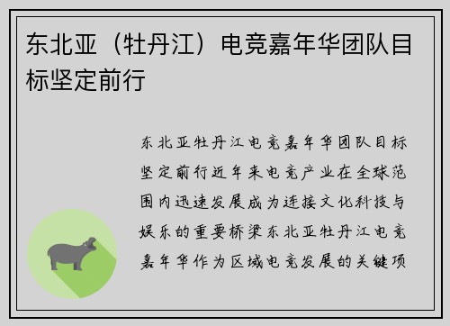 东北亚（牡丹江）电竞嘉年华团队目标坚定前行
